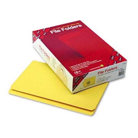 Smead File Folders- Straight Cut- Reinforced Top Tab- Legal- Yellow- 100/Box SM33281